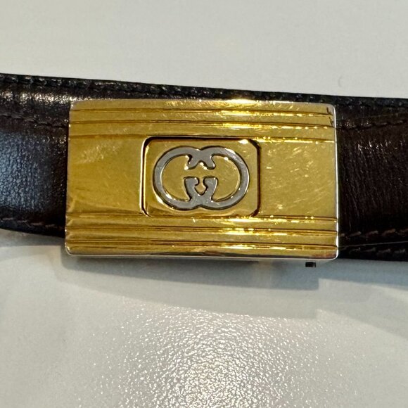 Vintage GUCCI GG Brass Buckle Made in Italy, w/free reversible leather strap main image 10